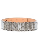 metallic logo-plaque belt