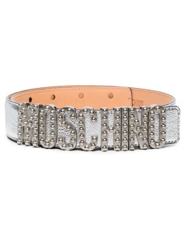metallic logo-plaque belt