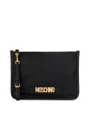 logo zip clutch bag