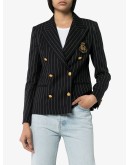 double-breasted pinstriped blazer