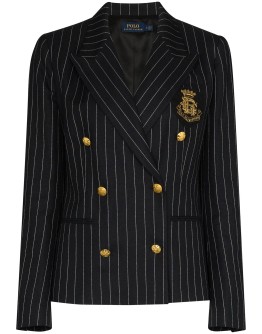 double-breasted pinstriped blazer