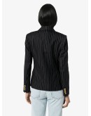 double-breasted pinstriped blazer