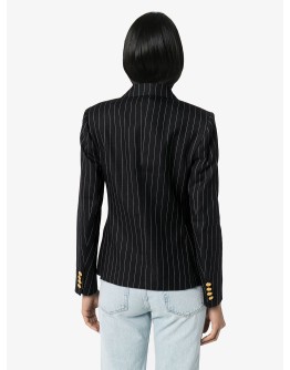 double-breasted pinstriped blazer