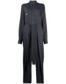 tie-waist zipped denim jumpsuit
