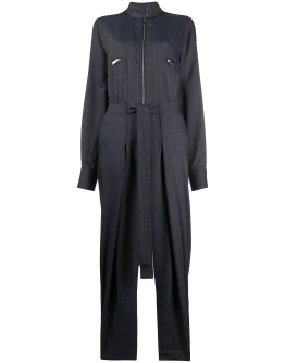 tie-waist zipped denim jumpsuit