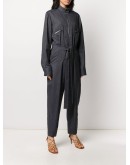 tie-waist zipped denim jumpsuit