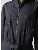 tie-waist zipped denim jumpsuit