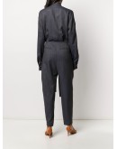 tie-waist zipped denim jumpsuit