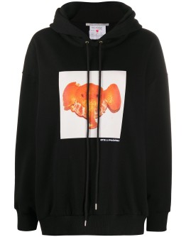 tangerine elephant-print hoodie