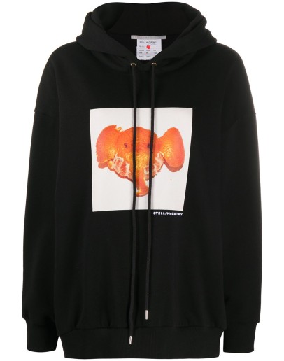 tangerine elephant-print hoodie