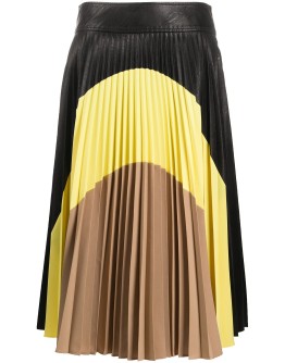 colour-block pleated midi-skirt