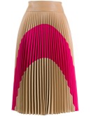 colour-block pleated midi-skirt