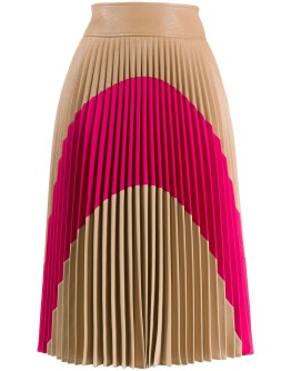 colour-block pleated midi-skirt