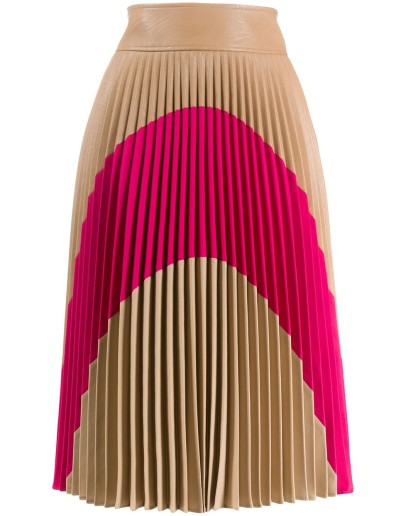 colour-block pleated midi-skirt