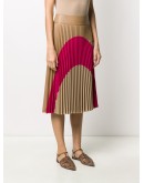 colour-block pleated midi-skirt