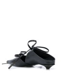tie-fastened kitten heel mules