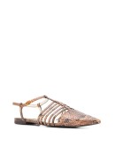 snake-effect strappy ballerina shoes