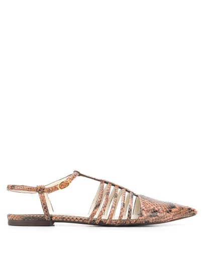 snake-effect strappy ballerina shoes