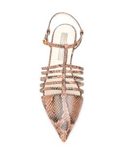 snake-effect strappy ballerina shoes