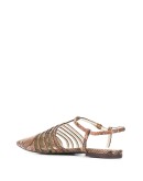 snake-effect strappy ballerina shoes