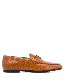 monogram-appliqué leather loafers