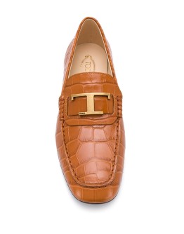 monogram-appliqué leather loafers