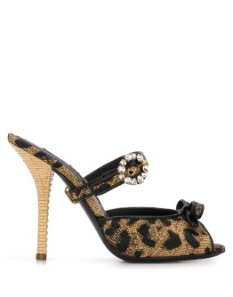 leopard-print buckled mules