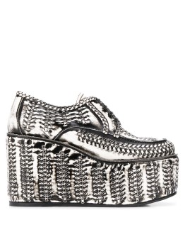 brushed effect platform lace-up shoes