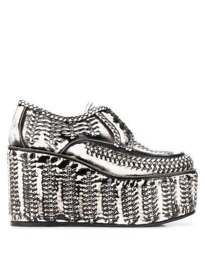 brushed effect platform lace-up shoes