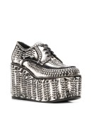 brushed effect platform lace-up shoes