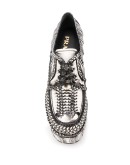 brushed effect platform lace-up shoes