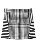 stripe and check technical mini skirt