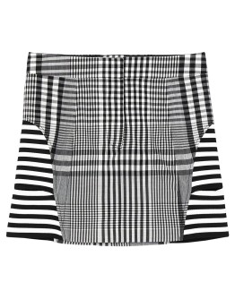 stripe and check technical mini skirt