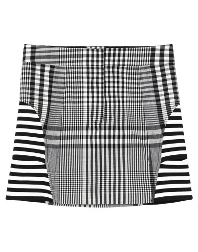 stripe and check technical mini skirt
