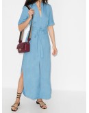 belted linen-blend maxi dress