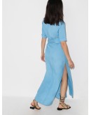 belted linen-blend maxi dress