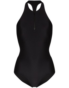 halterneck zip-up swimsuit