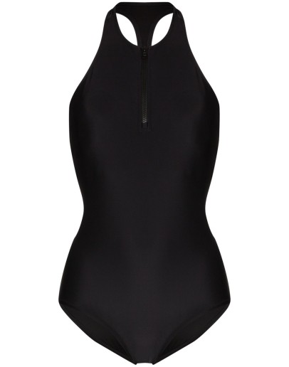 halterneck zip-up swimsuit