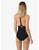 halterneck zip-up swimsuit