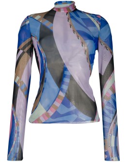 sheer abstract-print top