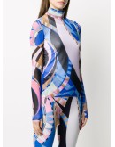 sheer abstract-print top