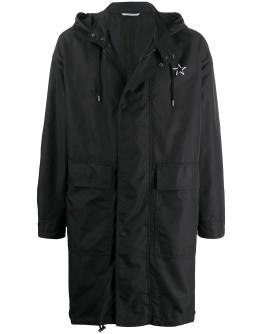 hooded logo raincoat