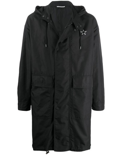 hooded logo raincoat