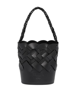 large woven motif bucket bag