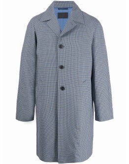 checked single-breasted coat