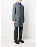 checked single-breasted coat