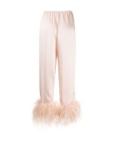 Mia feather-trimmed pyjama bottoms