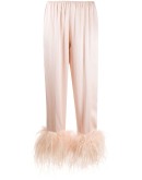 Mia feather-trimmed pyjama bottoms