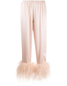 Mia feather-trimmed pyjama bottoms