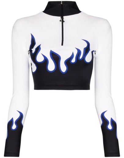 flame print crop top